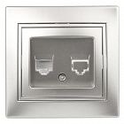 Розетка компьютерная 1-м СП Plano 1-303-03 RJ45 IP20 алюм. Intro Б0030086