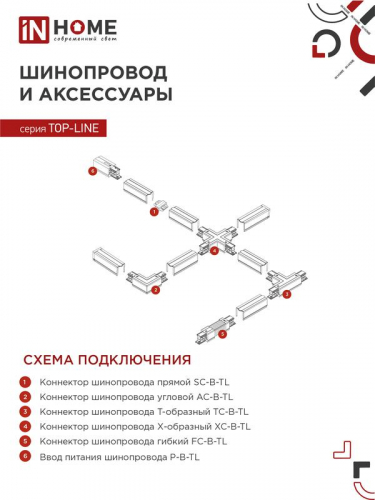 Светильник трековый TR-GU10-TL 6RW GU10 230В бел. IN HOME 4690612037660 фото 7