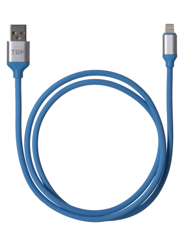 Дата-кабель, ДК 18, USB - Lightning, 1 м, силиконовая оплетка, голубой, TDM фото 2