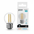 Лампа светодиодная филаментная Filament Elementary 8Вт шар 4100К Е27 540лм GAUSS 52228