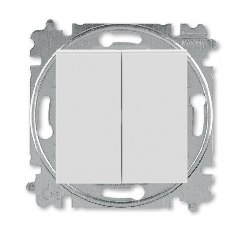 Выключатель кнопочный 2-кл. СП Levit IP20 сер./бел. ABB 2CHH598745A6016