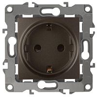 Розетка 1-м СП Эра12 12-2102-13 16А IP20 16AX 250В 2P+E Schuko защ. шторки механизм бронз. Эра Б0019324