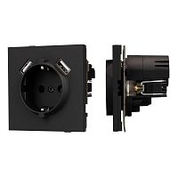 Розетка 1-м СП SCT-TENDO-MUAA-SFPL-BK 16А IP20 230В с USB зарядкой механизм Arlight 054603