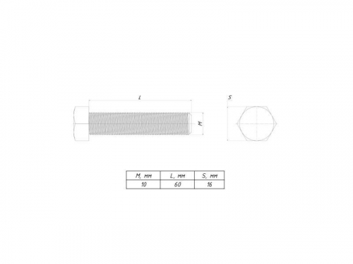 Болт с шестигранной головкой М10х60 DIN 933 (уп.50шт) EKF b6grm10x60 фото 2
