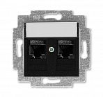 Розетка информационная Levit двойная 2хRJ45 кат. 6 антрацит ABB 2CHH296118A6063