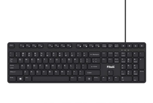 Клавиатура USB 108 кл., мембранная, черная, Windows XP/Vista/7/8/10, MacOS Filum FL-KB15-BK