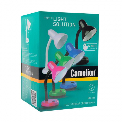 Светильник настольный KD-301 40Вт E27 230В ЛОН база бел. Camelion 5753 фото 3