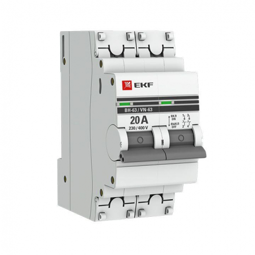Выключатель нагрузки 2п 20А ВН-63 PROxima EKF SL63-2-20-pro