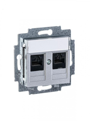 Розетка информационная Levit двойная 2хRJ45 кат. 5e серебр. ABB 2CHH295118A6070 фото 3