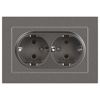 Розетка 2-м СП Accent 6-205-09 16А IP20 250В 2P+E Schuko AL/CU титан Intro Б0063500
