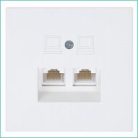 Розетка компьютерная 2-м СП RJ45 FD кат.5E с накладкой механизм бел. матов. soft touch Jasmart FD6106PWM