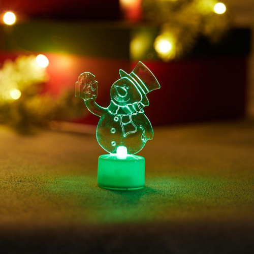 Фигура светодиодная "Снеговик с подарком 2D" 1LED RGB 0.1Вт IP20 на подставке элементы питания 3хAG13(LR44) (в компл.) Neon-Night 501-054 фото 4