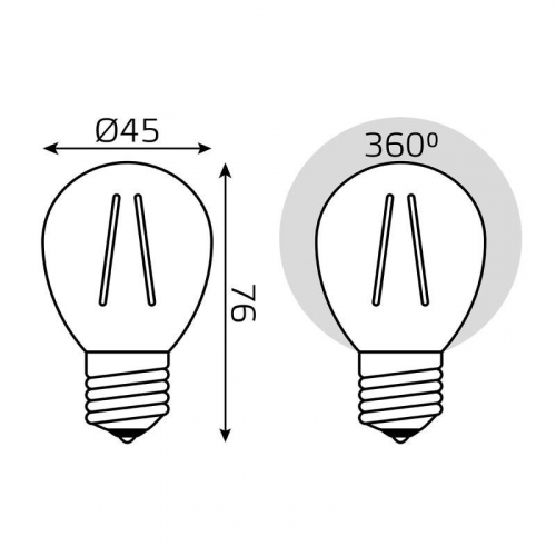 Лампа светодиодная филаментная Filament Elementary 8Вт шар 2700К Е27 510лм GAUSS 52218 фото 6