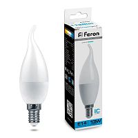 Лампа светодиодная LB-970 13Вт C37T свеча на ветру 6400К E14 230В FERON 38114