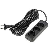 Удлинитель 3х7м без заземл. 10А Ultra S-CU3-7 BLACK черн. Uniel UL-00009987