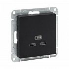 Розетка 2-м СП Эпика USB-C механизм черн. EKF UP1-SOB-2USBC