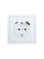Розетка 1-мест. с/з Type-C+USB разъем СП ZIMA бел. LEZARD 704-0288-181TC