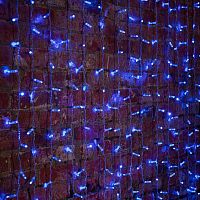 Гирлянда светодиодная "Светодиодный Дождь" 2х1.5м 192LED син. 14Вт 230В IP65 постоян. свечение провод прозр. Neon-Night 235-303-6
