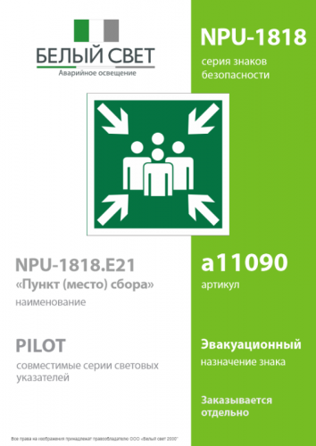 Наклейка NPU-1818.E21 "Пункт (место) сбора" Белый свет a11090 фото 2