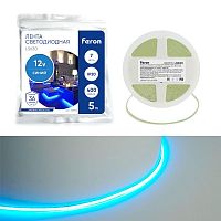 Лента светодиодная LS630 400SMD(2110)/ 7Вт/м 12В 5000х3х1.8мм IP20 син. (уп.5м) FERON 48953