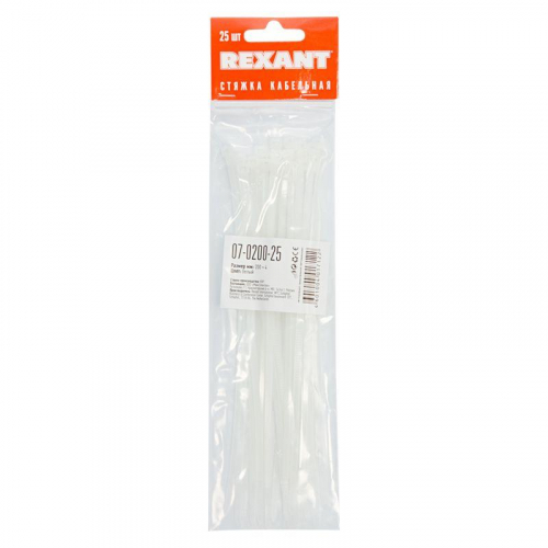 Хомут кабельный 3.6х200 нейл. бел. (уп.25шт)Rexant 07-0200-25 фото 4
