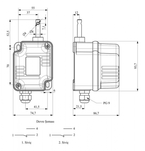Выключатель поворотный концевой IP67 2 переключателя 1/50 EMAS VT2050 фото 4