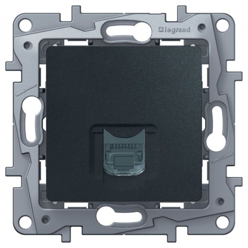Розетка компьютерная СП Etika RJ45 кат.6 UTP антрацит IEK 672653 фото 2