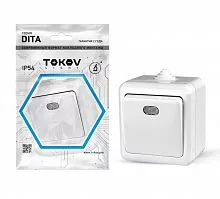 Выключатель 1-кл. ОП Dita IP54 10А 250В с индикацией бел. TOKOV ELECTRIC TKL-DT-V1I-C01-IP54