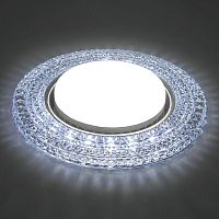 Светильник CD4020 15Вт GX53 встраив. без лампы со светодиод. подсветкой 20LEDх2835 SMD 6400К с драйвером в комплекте прозр. хром FERON 41293