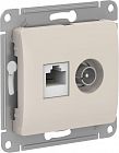 Розетка компьютерная + телевизионная 2-м Glossa RJ45 кат.5E + TV механизм молочн. SE GSL000989