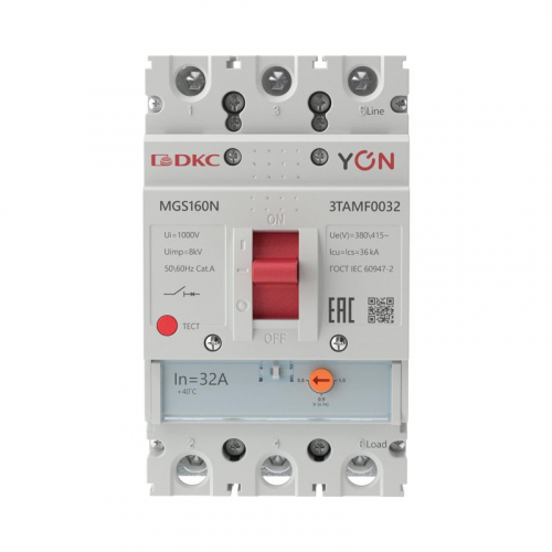 Выключатель автоматический MGS160 3P 25 6-32A 36kA YON MGS160N-3TAMF0032 фото 2