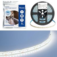 Лента светодиодная LS512 180SMD(2835)/м 16Вт/м 24В 5000х10х2.3мм 6000К (уп.5м) FERON 51827