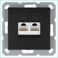 Розетка компьютерная 2-м RJ45 IP20 кат. 6 механизм антрацит Jasmart G6108B