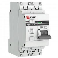 Выключатель автоматический дифференциального тока 1п+N B 25А 10мА тип AC 4.5кА АД-32 (электрон.) защита 270В PROxima EKF DA32-25-B-10-pro