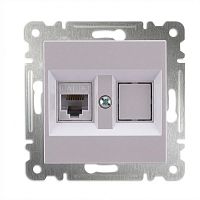 Розетка компьютерная 2-м без зазмел. Cat 5 механизм жемчуг Makel 57100035