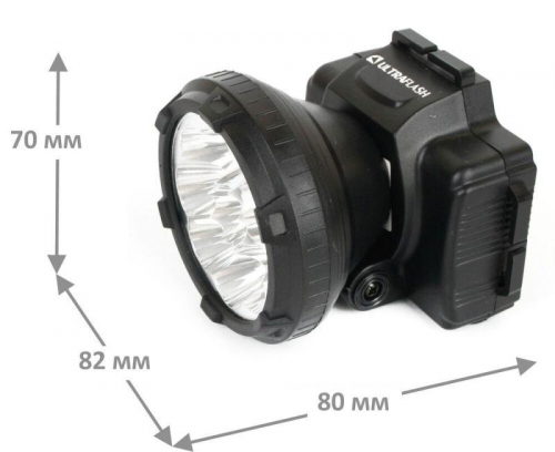 Фонарь аккумуляторный налобный LED5363 9LED 2 режима 220В пластик. черн. (бокс) Ultraflash 11257 фото 10
