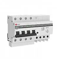 Выключатель автоматический дифференциального тока 4п 7.5мод. C 32А 100мА тип AC 4.5кА АД-4 S PROxima EKF DA4-32-100S-pro
