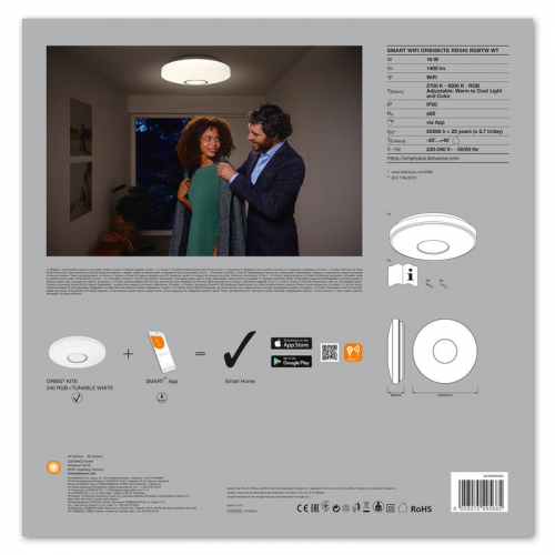 Светильник светодиодный SMART WIFI ORBISKITE RD340 RGBTW WT LEDVANCE 4058075495685 фото 6