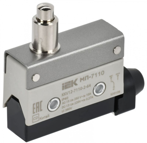 Микропереключатель концевой МП-7110 IP40 удлиненный толкатель IEK KKV12-7110-2-64