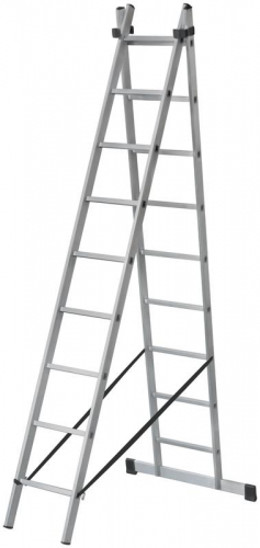 Лестница двухсекционная 2х9 H=257/426см 7.34кг алюм. FIT 65424