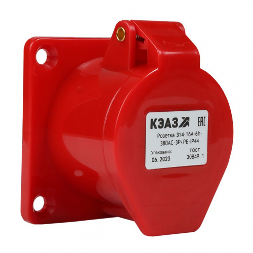 Розетка фланцевая 314 16А 380AC 3P+PE 6ч IP44 КЭАЗ 222758 фото 2