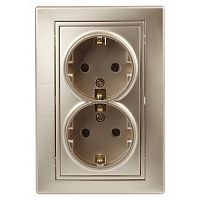 Розетка 2-м СП Plano 1-205-04 16А IP20 250В 2х2P+E Schuko шампань Intro Б0053918