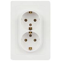 Розетка 2-м СП Style 7-205-01 16А 250В IP20 2х2P+E Schuko с заземл. бел. Intro Б0060621