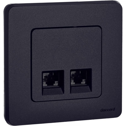 Розетка компьютерная 2-м Inspiria RJ45 кат.5E UTP антрацит IEK 673838 фото 3