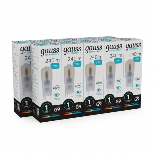 Лампа светодиодная Elementary 3Вт капсульная 4100К нейтр. бел. G4 240лм пластик GAUSS 14923 фото 7