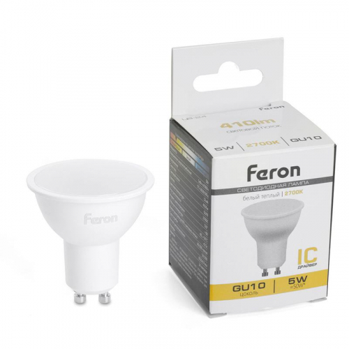 Лампа светодиодная LB-24 5Вт MR16 2700К GU10 230В FERON 51215