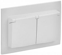 Розетка 2-м SKANDY 16А IP44 с крышкой в сборе SK-R12W арктич. бел. IEK SK-R26-16-44-K01-F