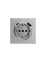 Розетка 1-м СП ZIMA IP20 Type-C + USB с заземл. механизм сер. матов. LEZARD 704-7488-181TC