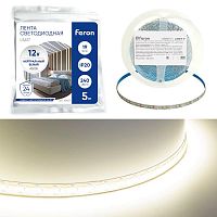 Лента светодиодная LS617 240SMD(2835)/м 19Вт/м 12В 5000х10х1.22мм 4000К IP20 (уп.5м) FERON 48827