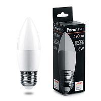 Лампа светодиодная LB-1306 6Вт C37 свеча 6400К E27 230В FERON 38052